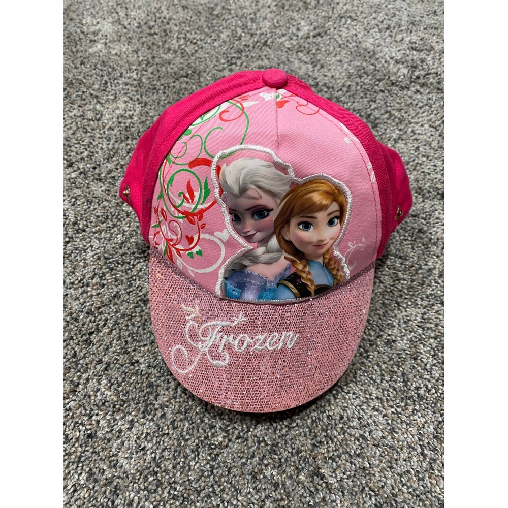 Disney Frozen Baseball Cap Girls OSFM Pink Excellent Elsa Anna‎ Glitter Hat